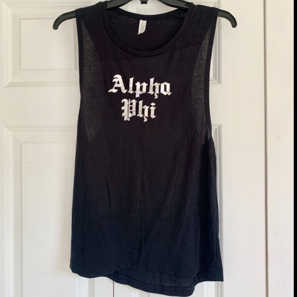 Alpha Phi Sorority Tank Top with Metallic Letters